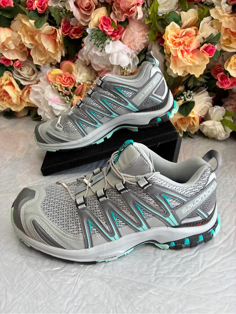 Salomon XA Pro 3D W Trail Running Shoes Quarry Pearl Blue Women’s 7.5 Quicklace